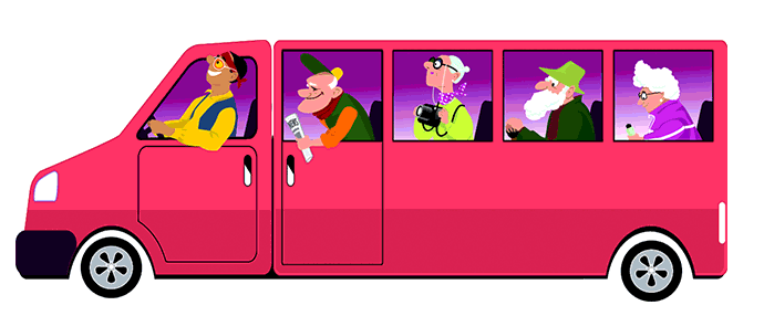 Seniors dans le bus
